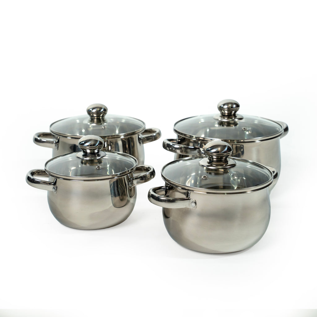 JUEGO DE 4 BUDINERAS # 18,20,22 Y 24 A. INOX C/T VIDRIO