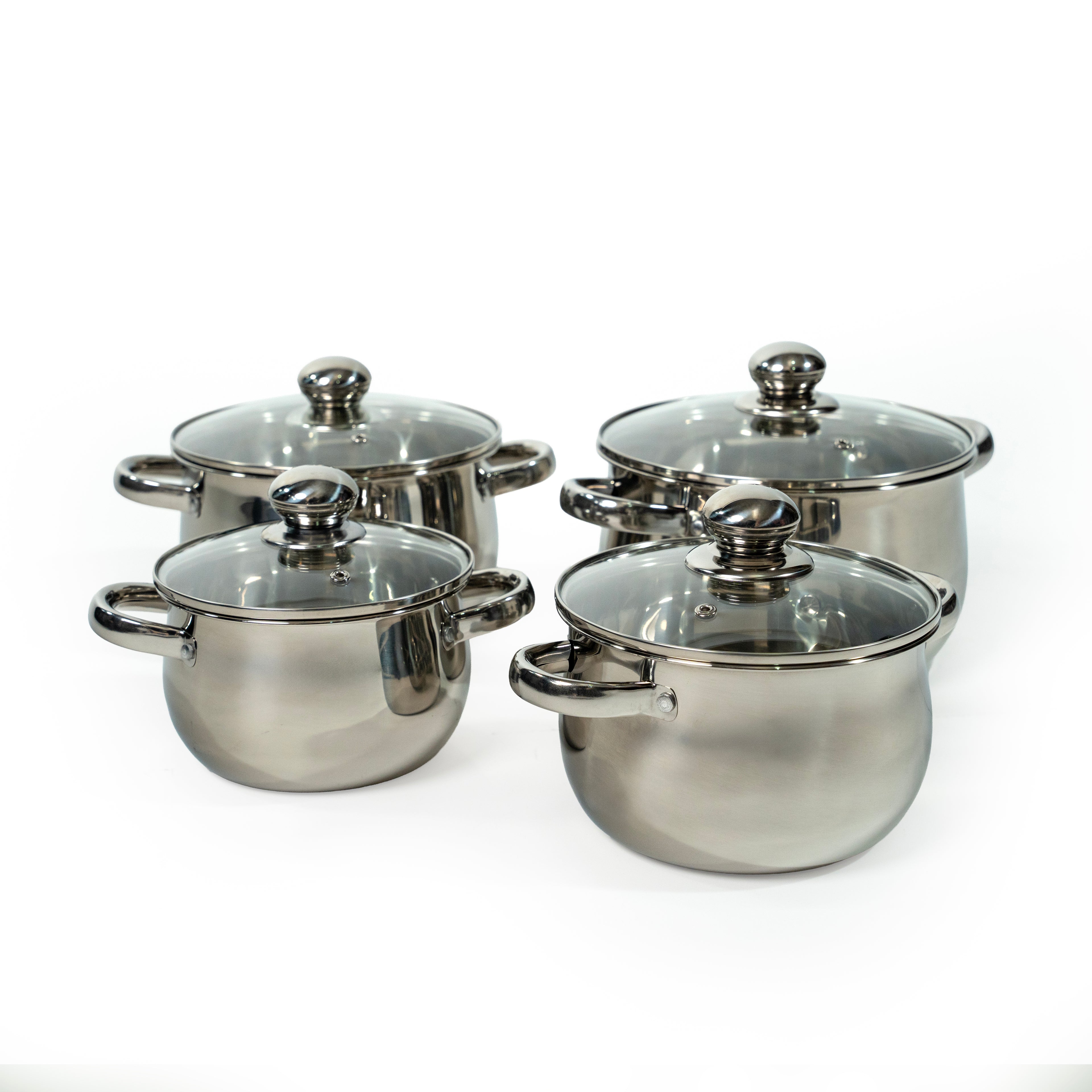 JUEGO DE 4 BUDINERAS # 18,20,22 Y 24 A. INOX C/T VIDRIO