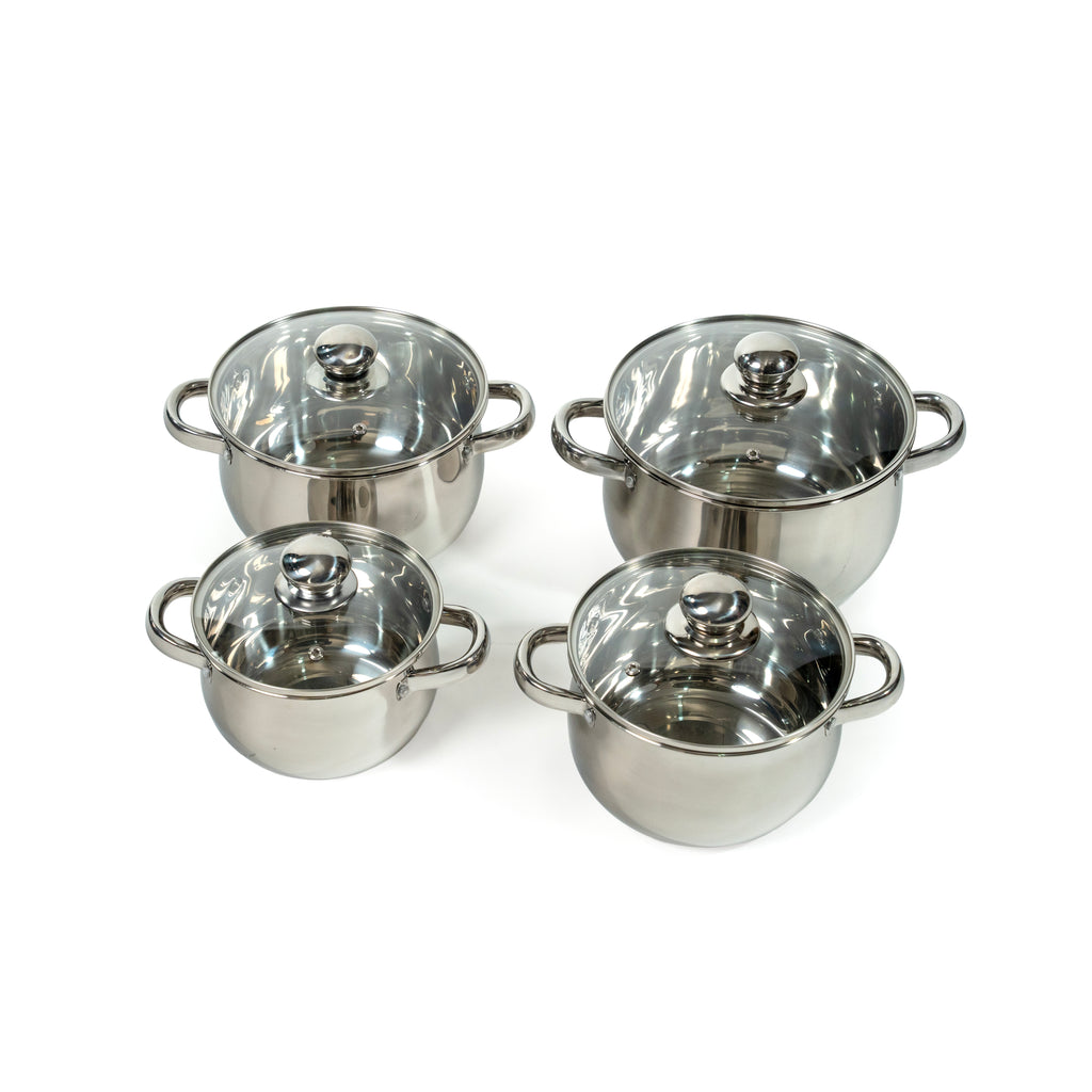 JUEGO DE 4 BUDINERAS # 18,20,22 Y 24 A. INOX C/T VIDRIO
