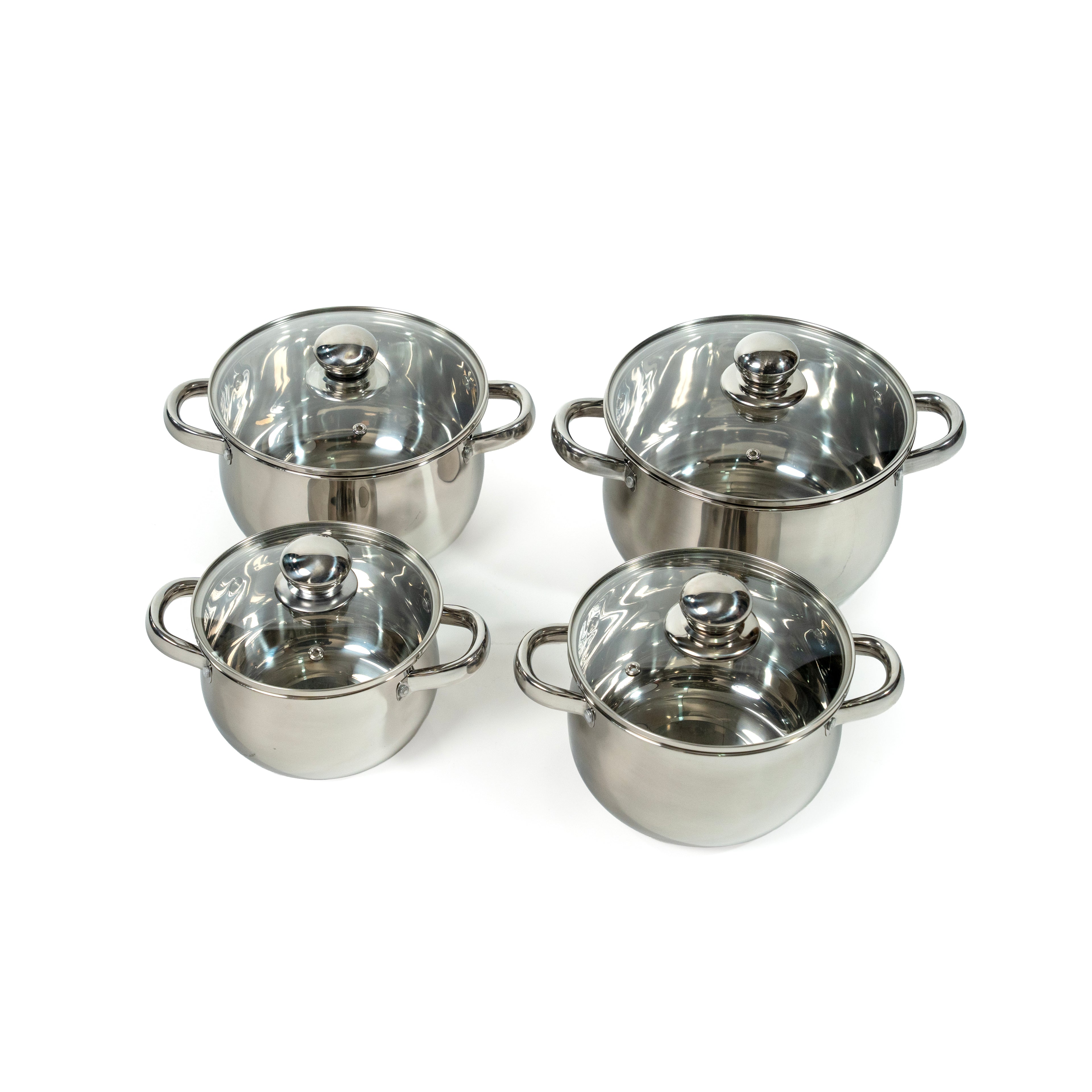 JUEGO DE 4 BUDINERAS # 18,20,22 Y 24 A. INOX C/T VIDRIO
