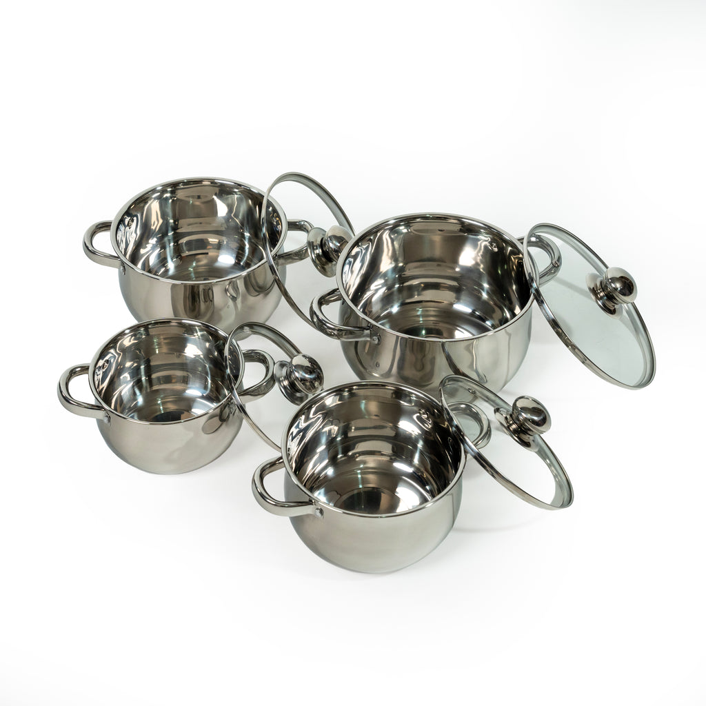JUEGO DE 4 BUDINERAS # 18,20,22 Y 24 A. INOX C/T VIDRIO