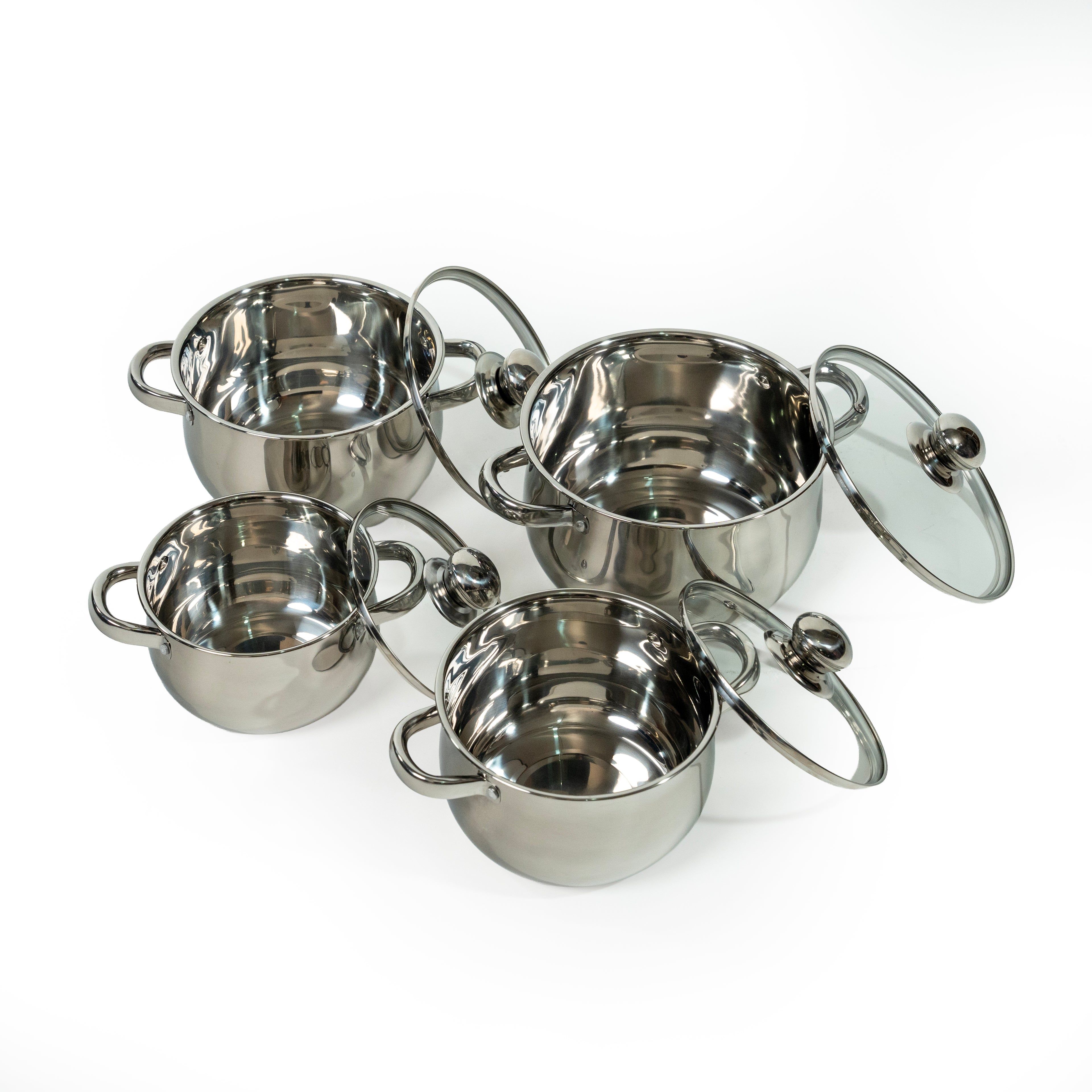 JUEGO DE 4 BUDINERAS # 18,20,22 Y 24 A. INOX C/T VIDRIO