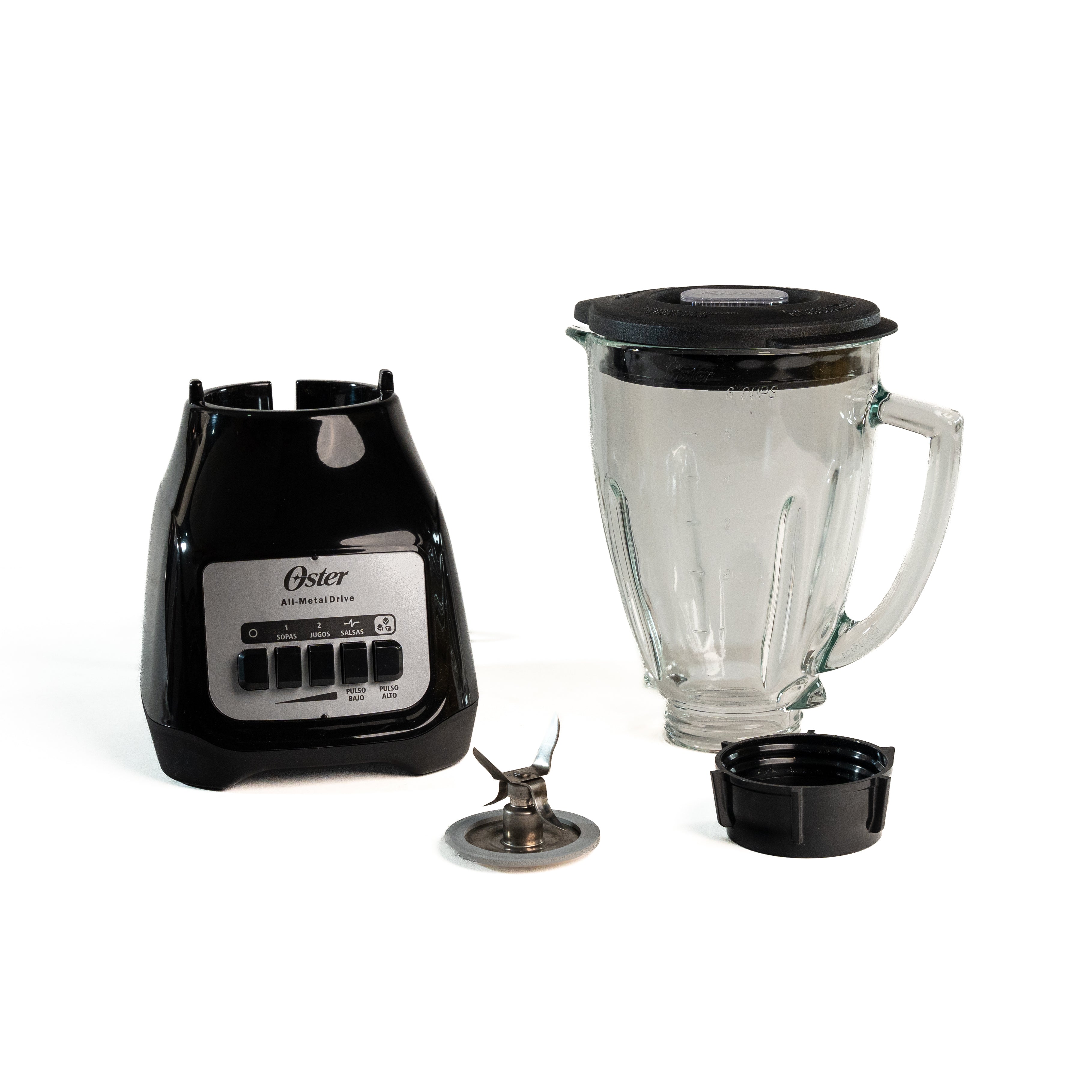 LICUADORA VASO VIDRIO NEGRA CON BOTON