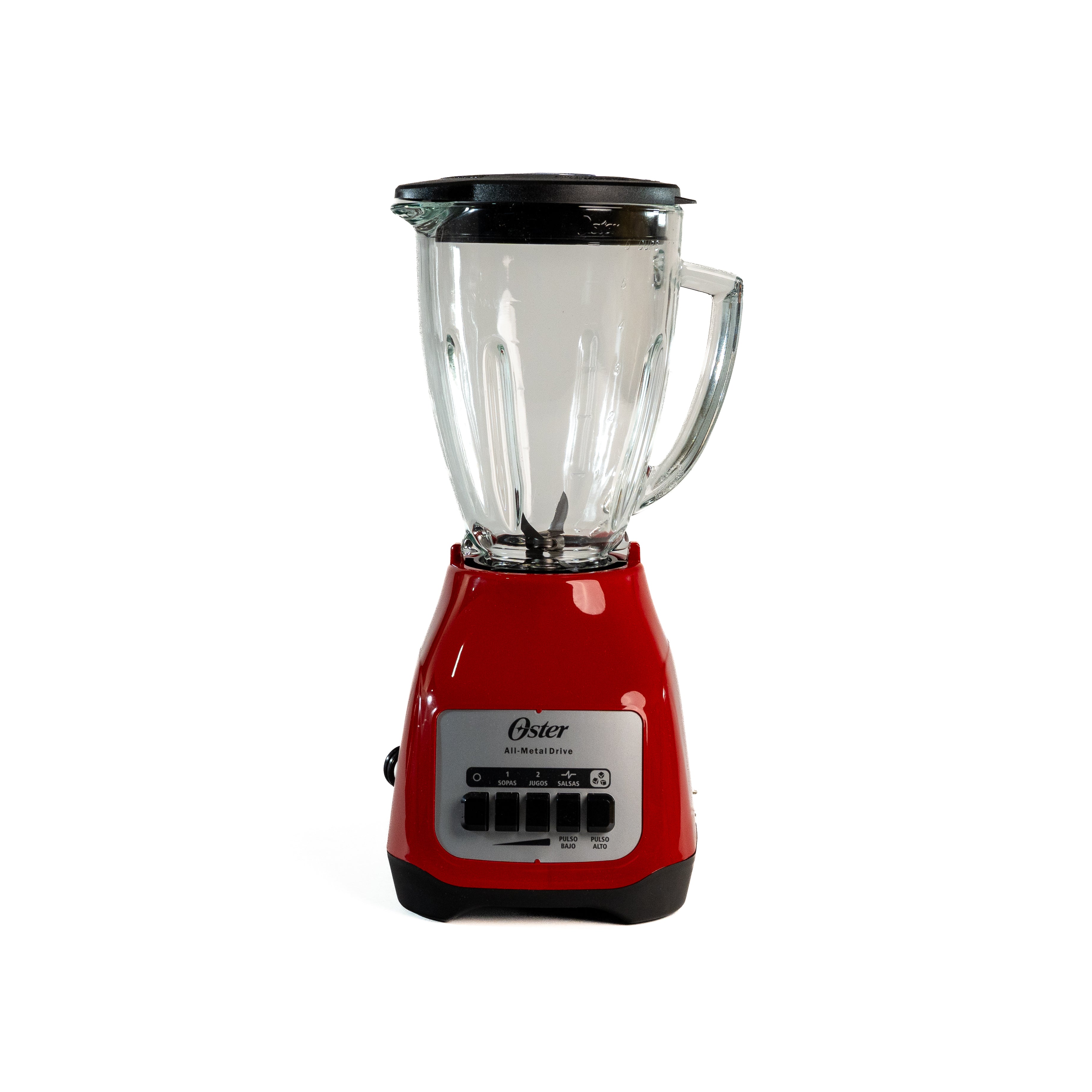 LICUADORA VASO VIDRIO ROJA CON BOTON