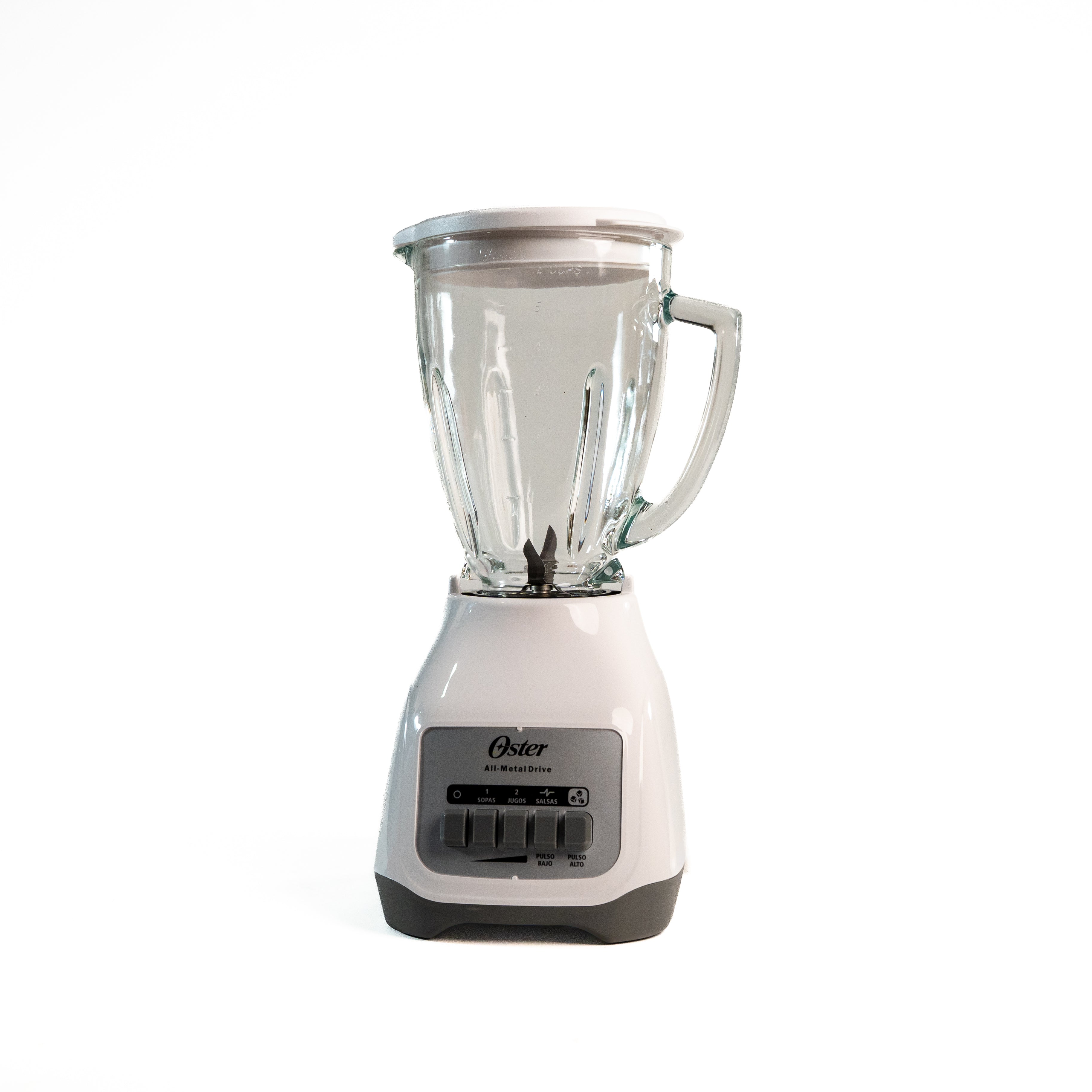LICUADORA VASO VIDRIO BLANCA CON BOTON