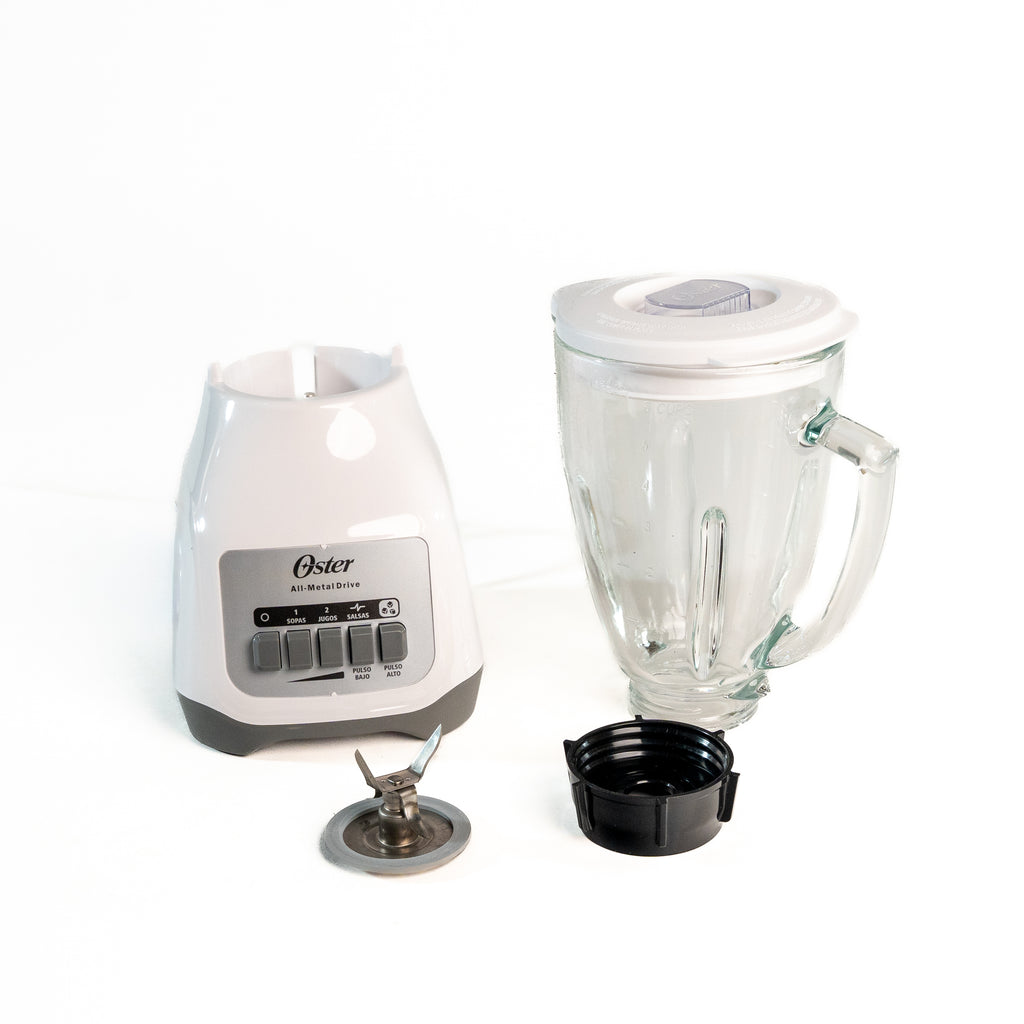 LICUADORA VASO VIDRIO BLANCA CON BOTON