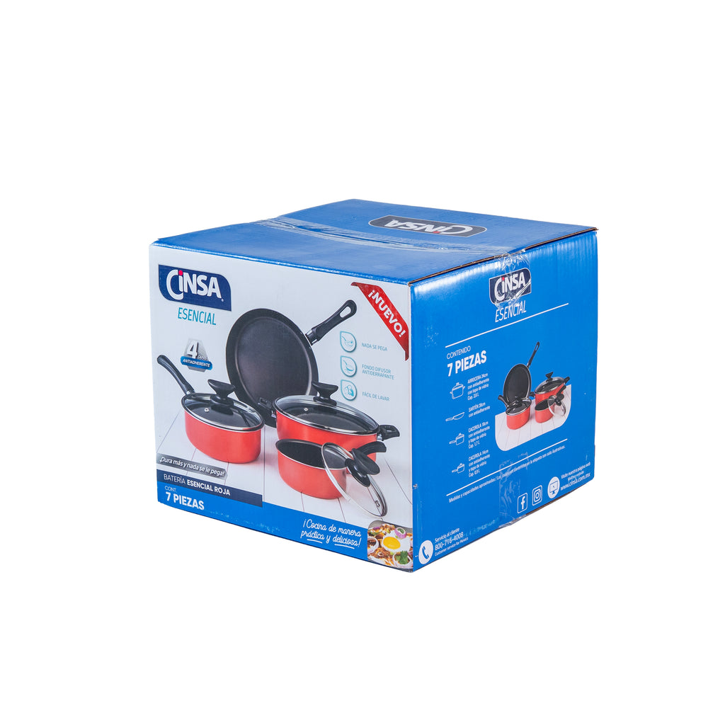 BATERIA ALUMINIO ESENCIAL 7 PZ ROJO CINSA