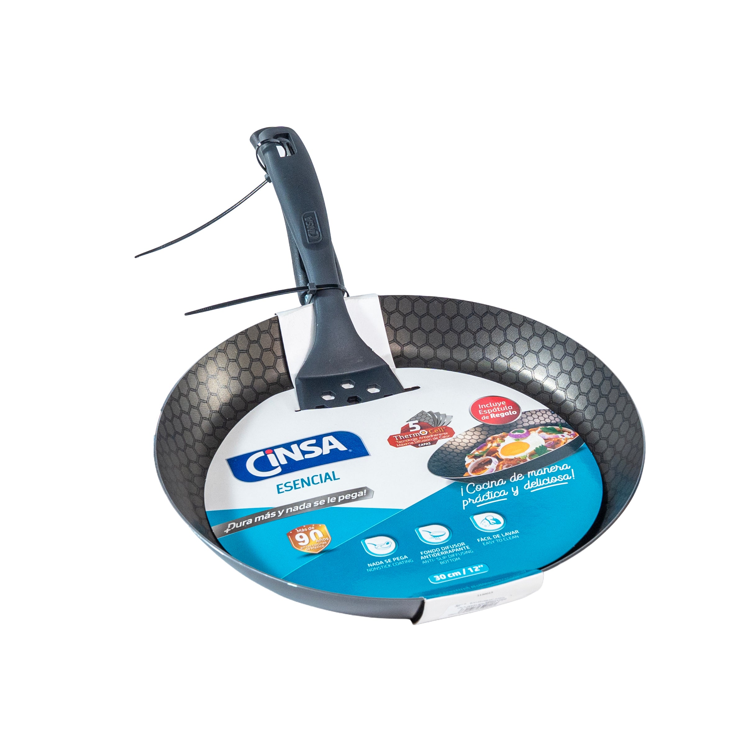 SARTEN ALUMINIO CINSA ESENCIAL 30CMS THERMOCELL Y UTENSILIO (Caja con 6 piezas)