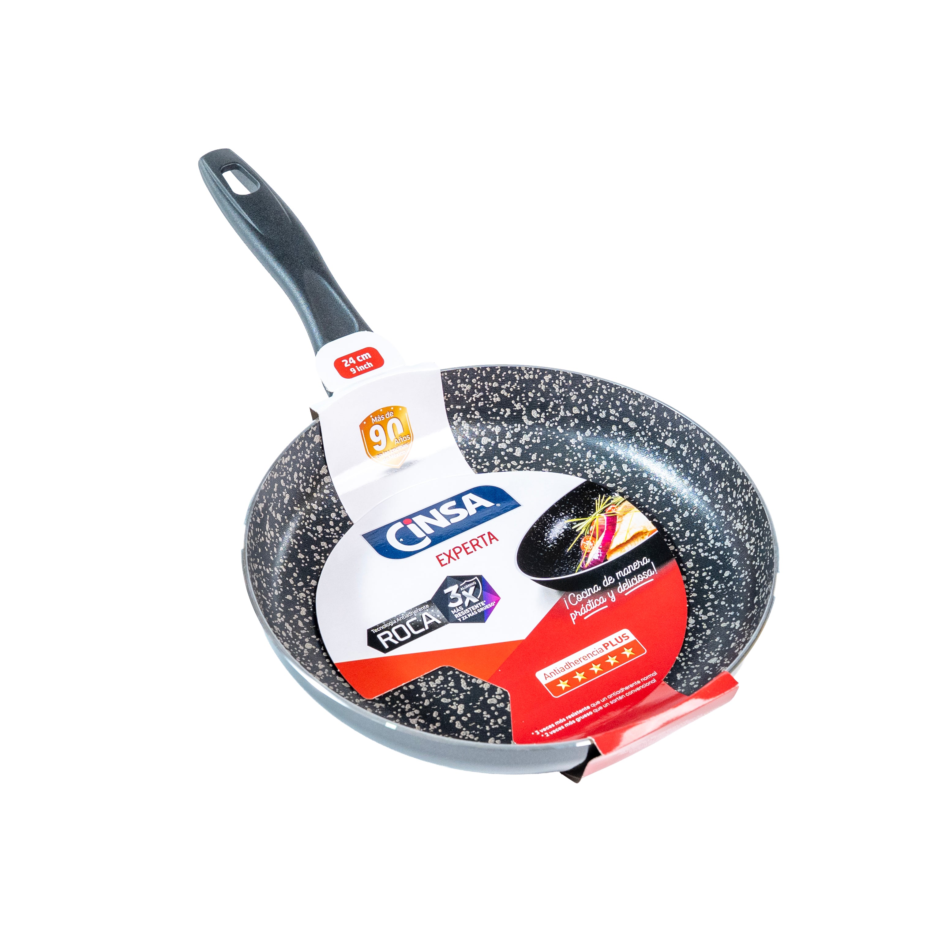 SARTEN ALUMINIO EXPERTA 24 CM ROCA NEGRO (Caja con 6 piezas)
