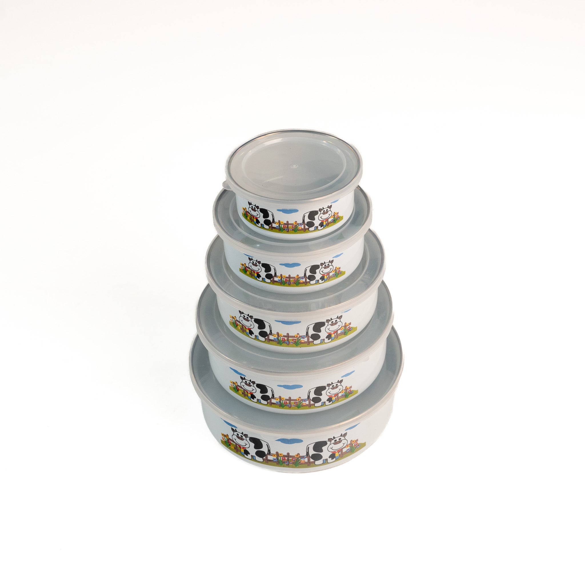 SET 5 PZAS ACERO ESMALTADO C/ANILLO TAPA PLASTICO