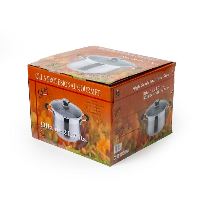 OLLA ACERO PROF GOURMET No. 32 DE 21.7 LTS T/V