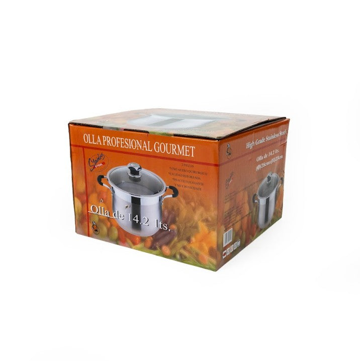 OLLA ACERO PROF GOURMET No. 28 DE 14.2 LTS T/V