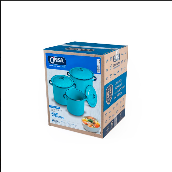 JUEGO DE OLLAS RECTAS IDEAL AZUL