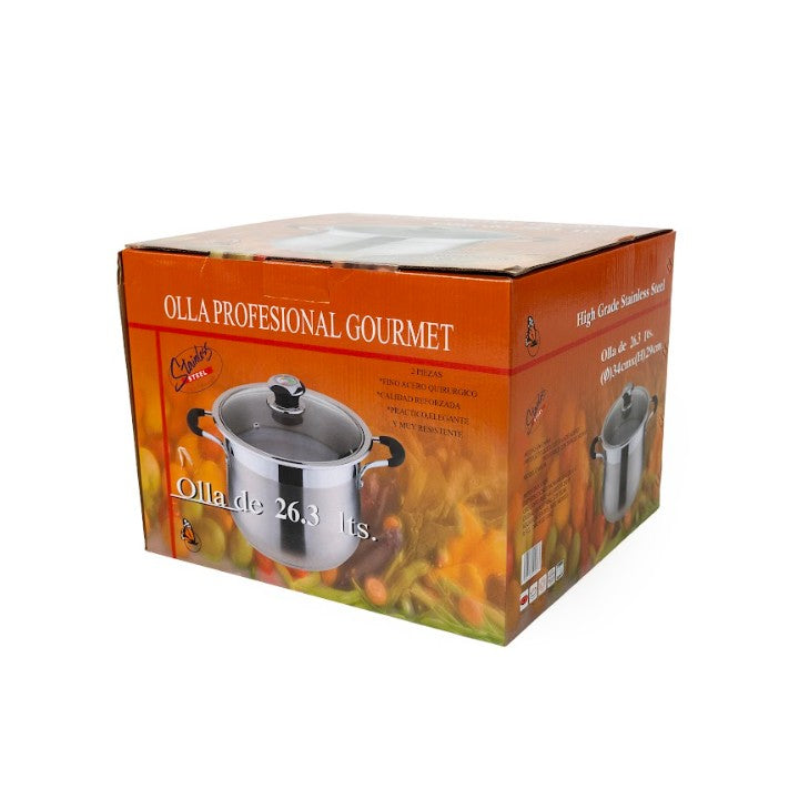 OLLA ACERO PROF GOURMET No. 34 DE 26.3 LTS T/V