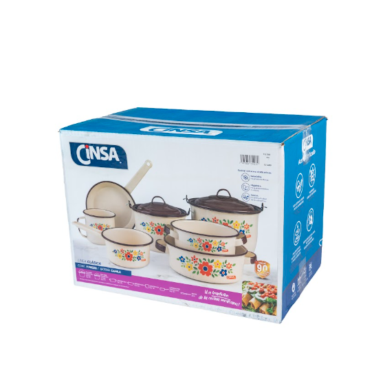BATERIA CAMILA DECORADA (Caja con 9 piezas)