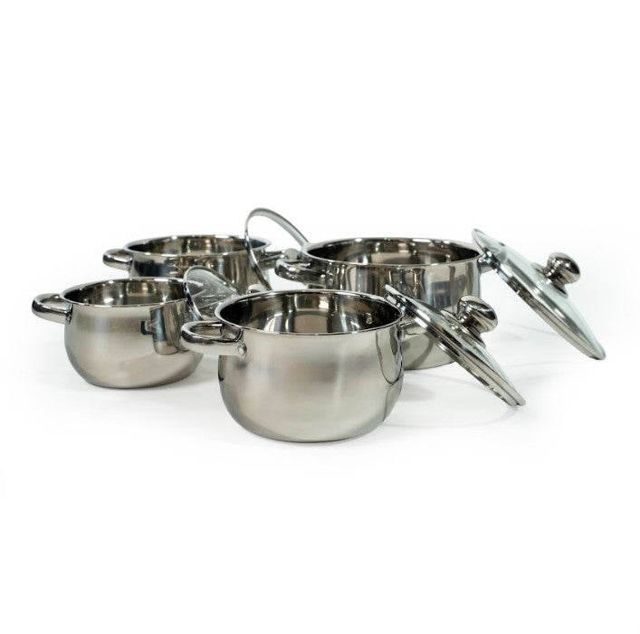 JUEGO DE 4 BUDINERAS # 18,20,22 Y 24 A. INOX C/T VIDRIO