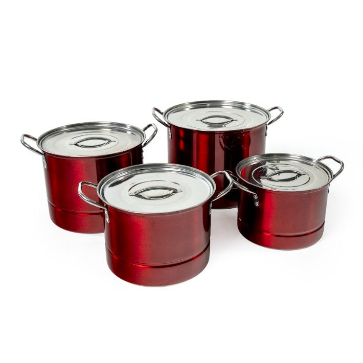 JUEGO DE STOCK POT CON VAPORERA ROJO